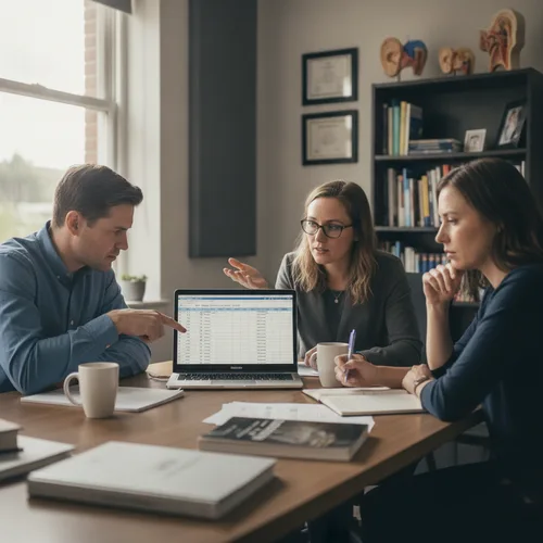 Team reviewing expenses