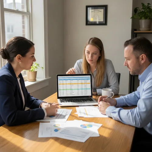 Team reviewing expenses
