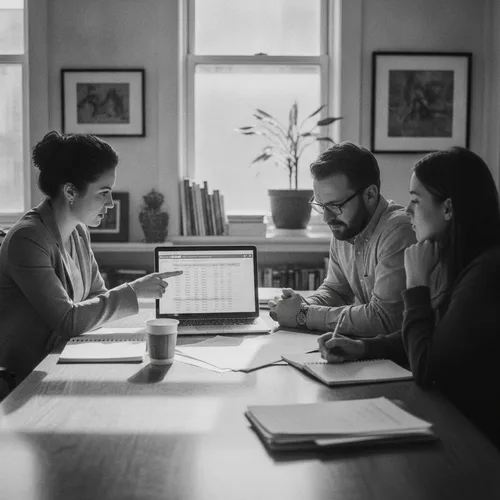 Team reviewing expenses