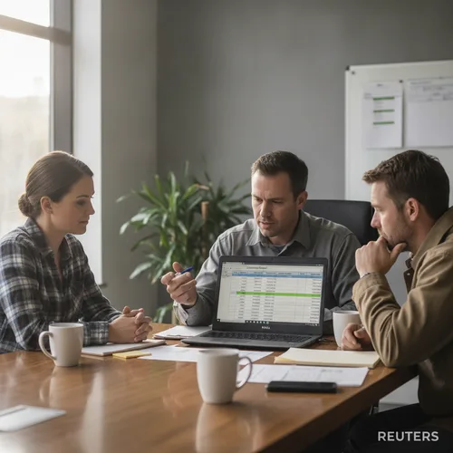 Team reviewing expenses