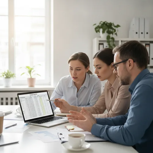 Team reviewing expenses