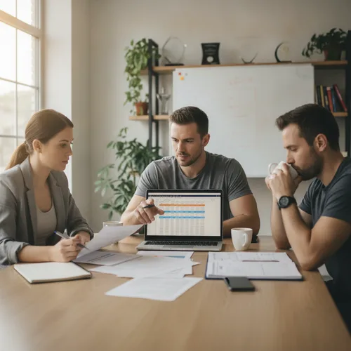Team reviewing expenses