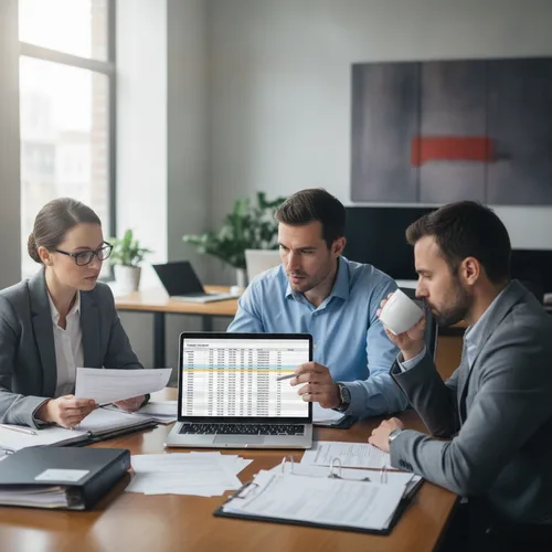Team reviewing expenses