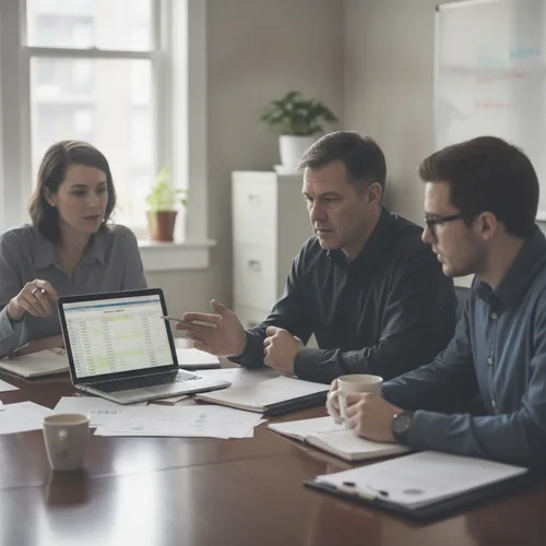 Team reviewing expenses