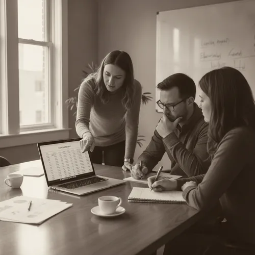 Team reviewing expenses
