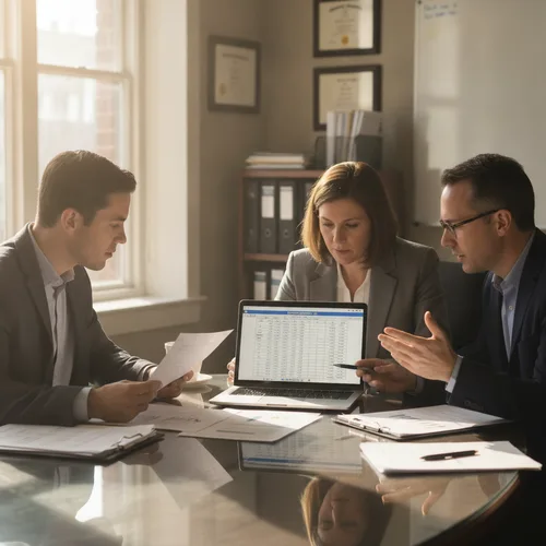 Team reviewing expenses