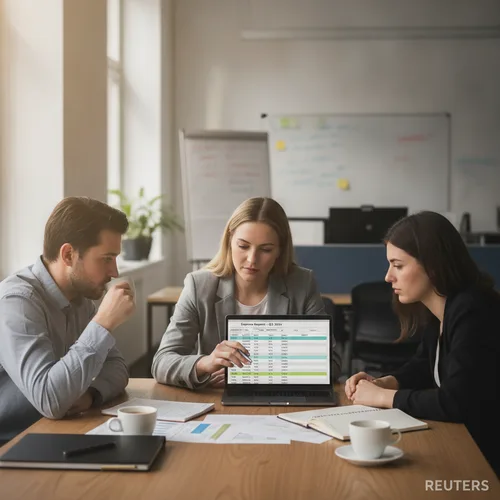Team reviewing expenses