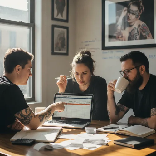 Team reviewing expenses