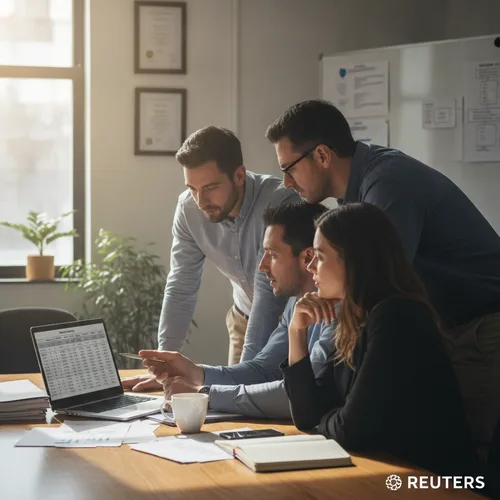 Team reviewing expenses